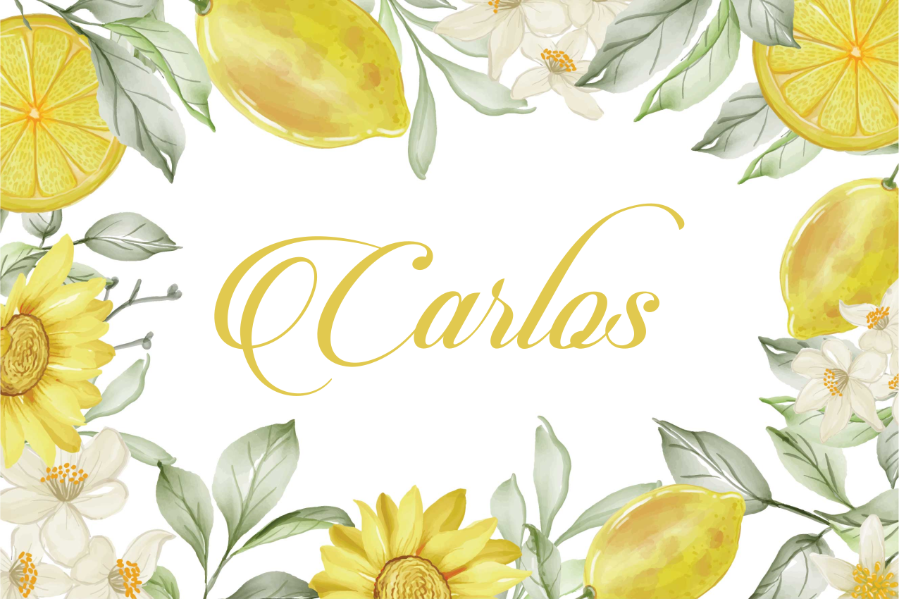 Tischset mit namen zitronenblumen arrangement - TenStickers