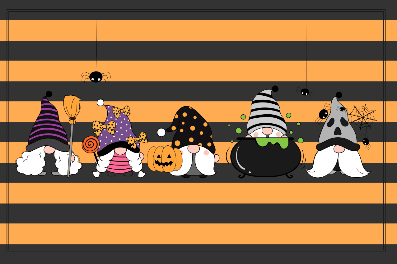 Tischset halloween mit gnom-halloween-hüten - TenStickers