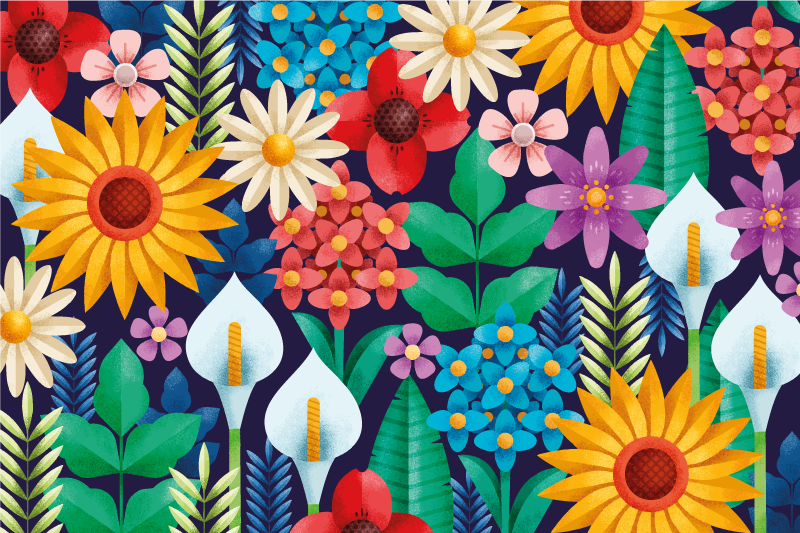 Tischsets originell mit lebhaftem blumenarrangement - TenStickers