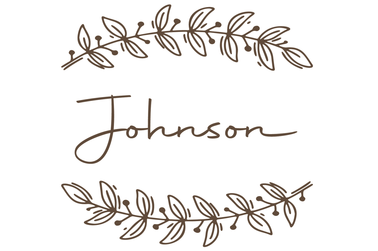 Tischset mit namen elegantes blattdesign - TenStickers