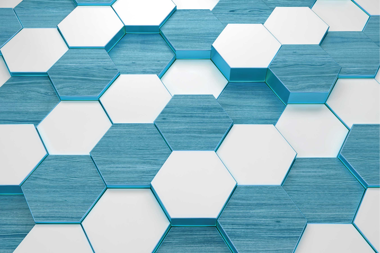 Tischset modern hexagonales blaues muster - TenStickers