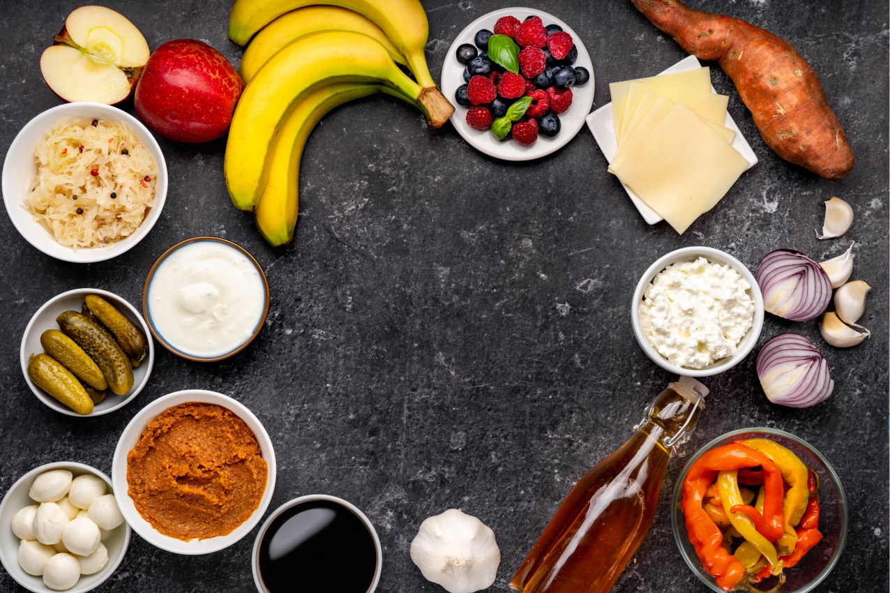 Tischset modern mit zutaten aus der roten schüssel - TenStickers