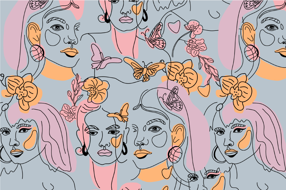 Tischsets originell mit stilisierten gesichtsmustern - TenStickers
