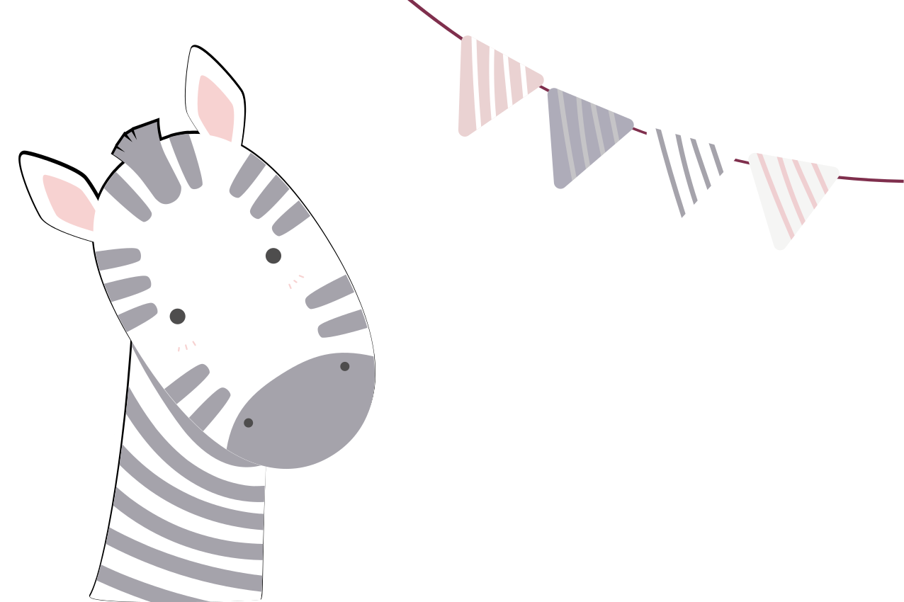 Tischset kinder mit zebra kopf illustration - TenStickers