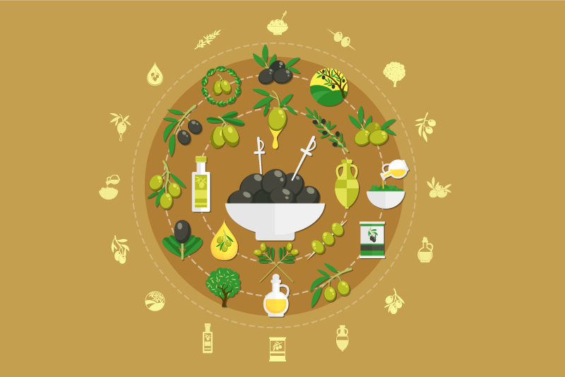 Tischset rechteckig Oliventhema - TenStickers