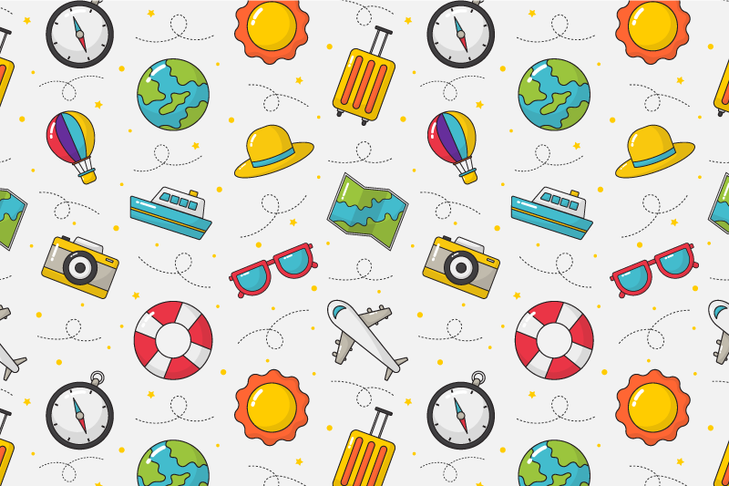 Tischset kinder mit verspielten reiseelementen - TenStickers