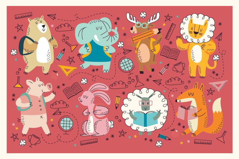 Tischset kinder bunte tierfreunde - TenStickers