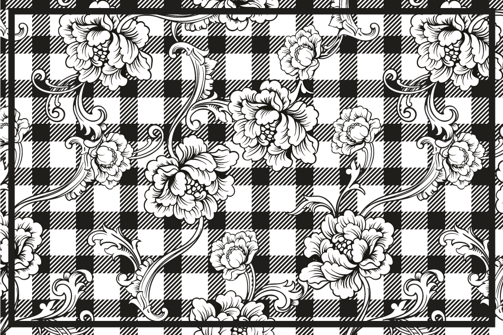Tischsets originell mit floralem karomuster - TenStickers
