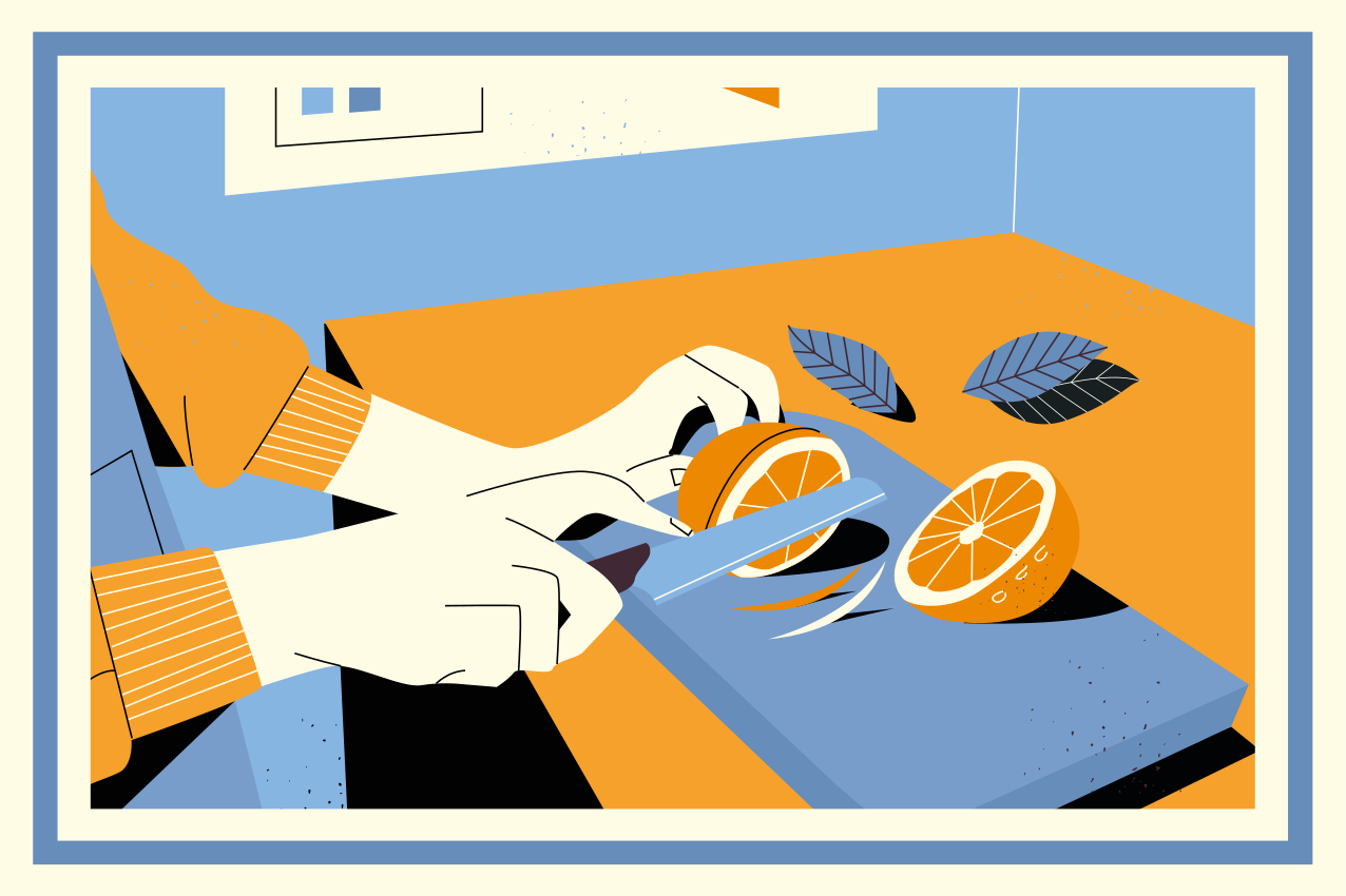 Tischset modern für frisches orangen schneiden - TenStickers
