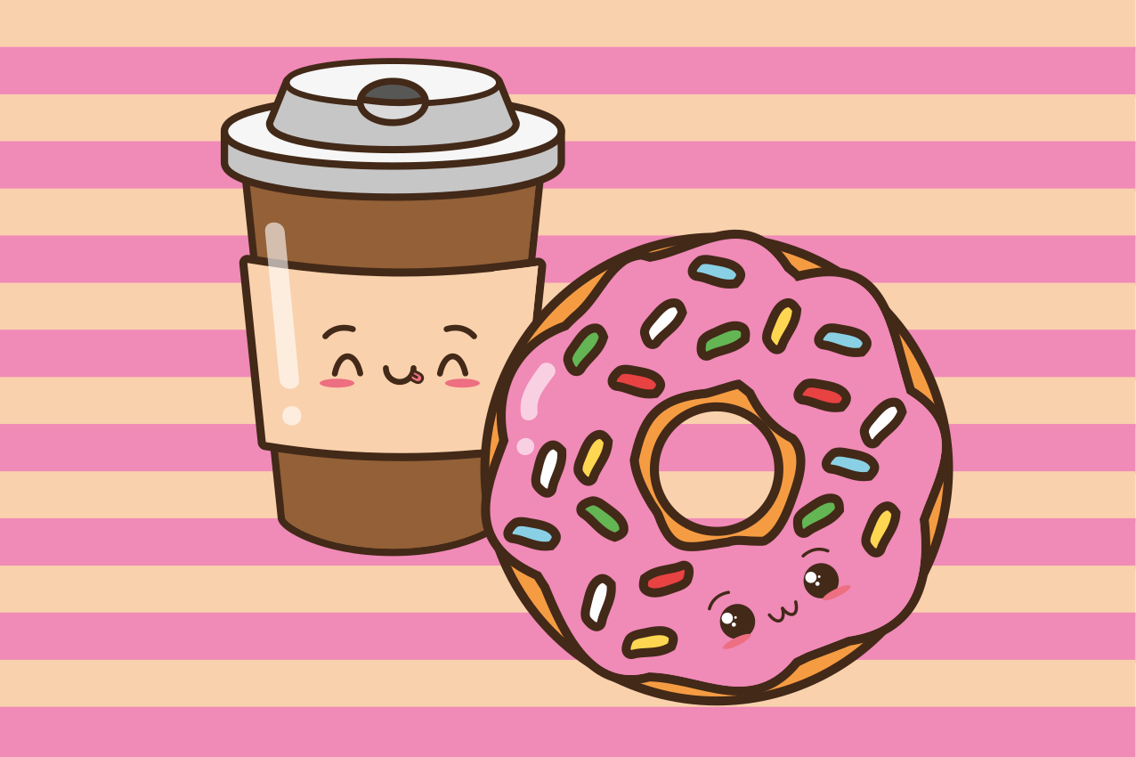 Tischsets originell Rosa donut und kaffee - TenStickers