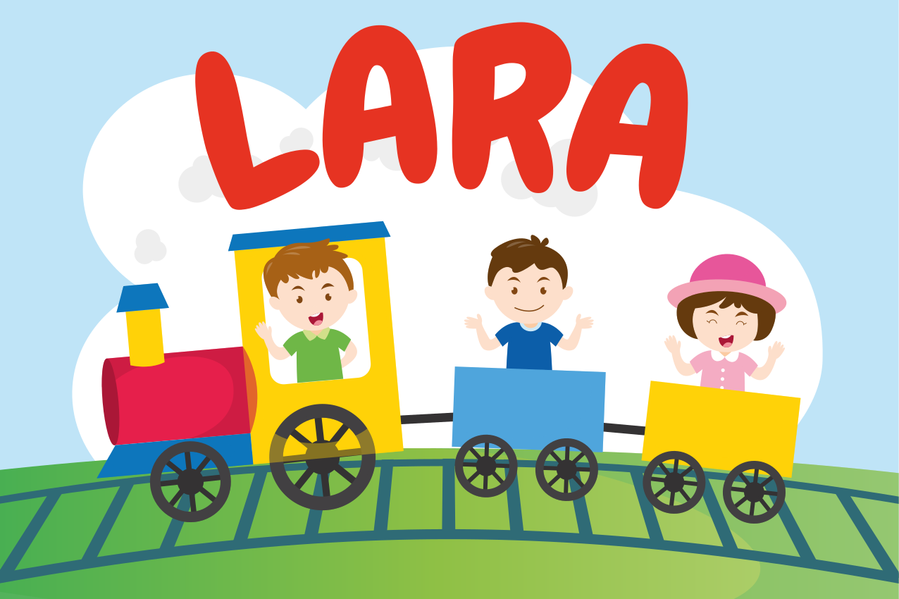 Tischset kinder mit zugfahrzeug illustration - TenStickers