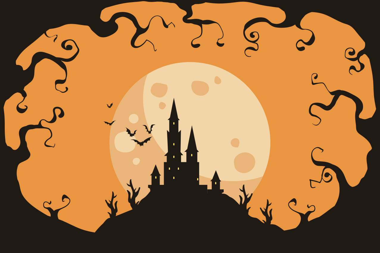 Schloss bei orange nacht halloween Tischsets - TenStickers