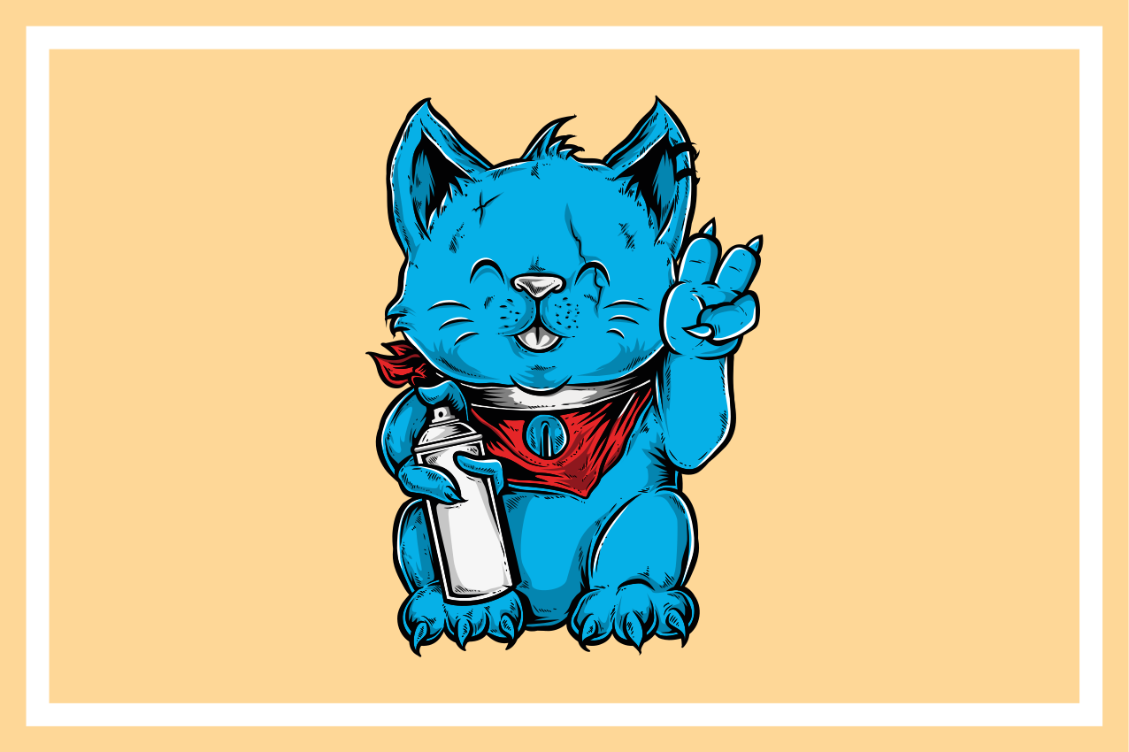 Tischset kinder fröhliche blaue katze - TenStickers