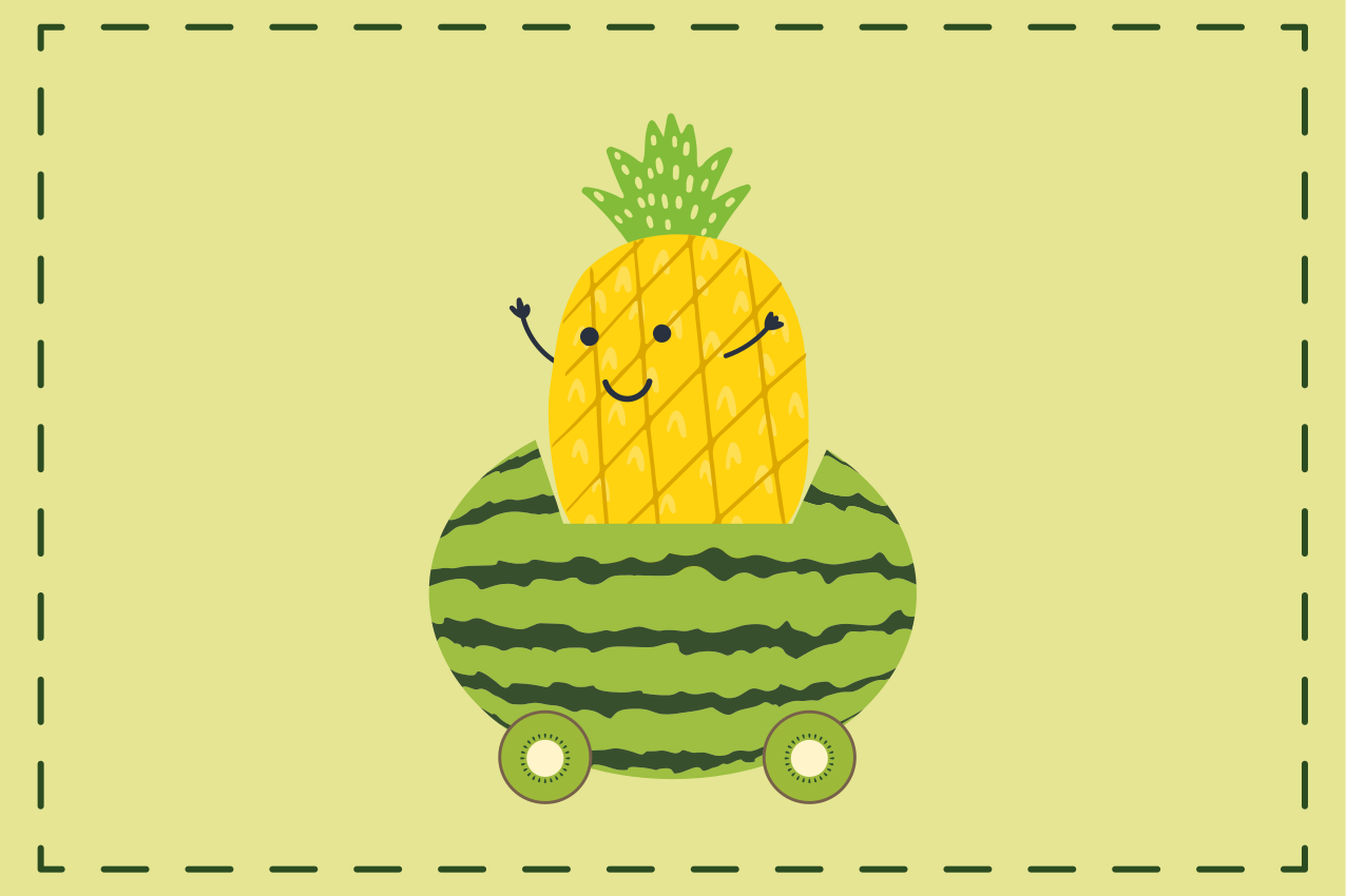 Tischset kinder ananas wassermelone fahrzeug - TenStickers
