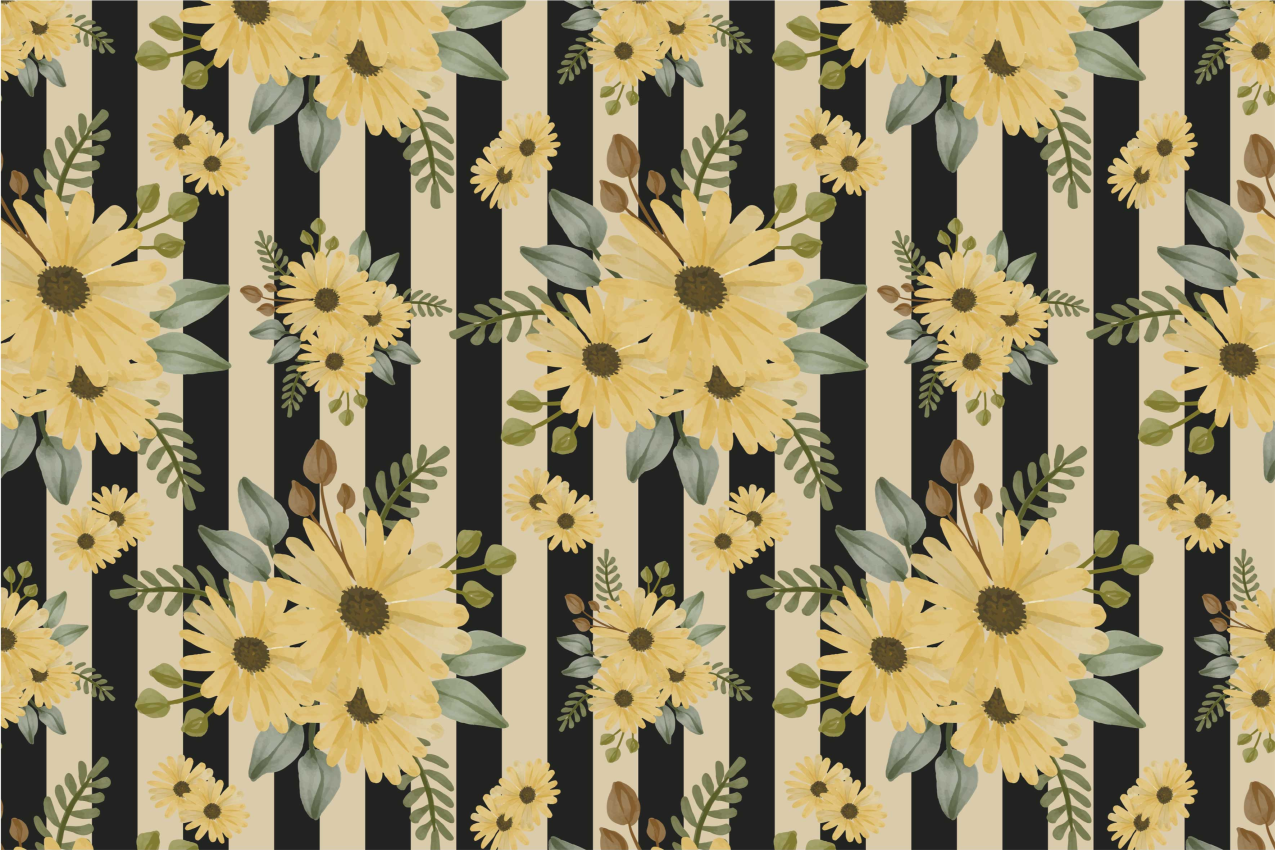 Tischsets originell mit floralem streifenmuster - TenStickers