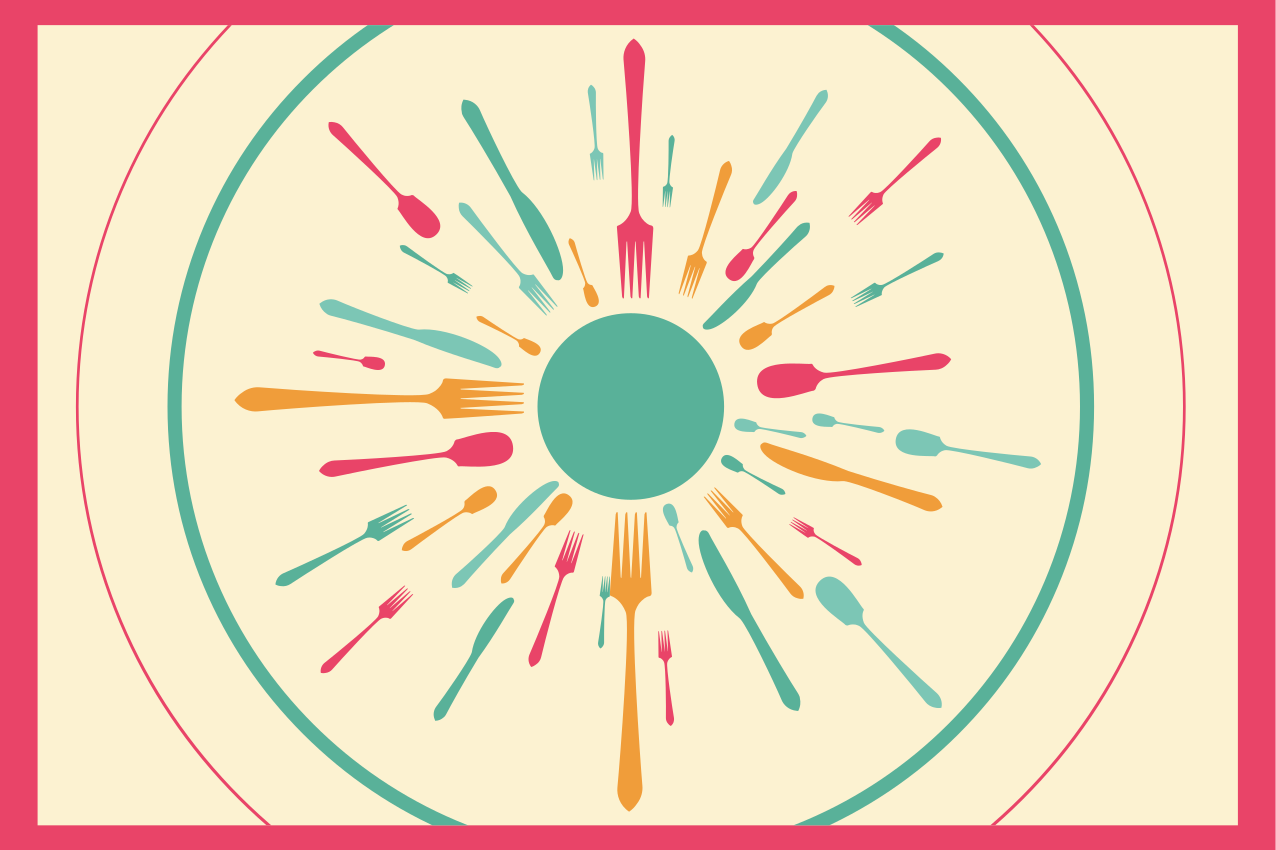 Tischset modern mit buntem besteckdesign - TenStickers