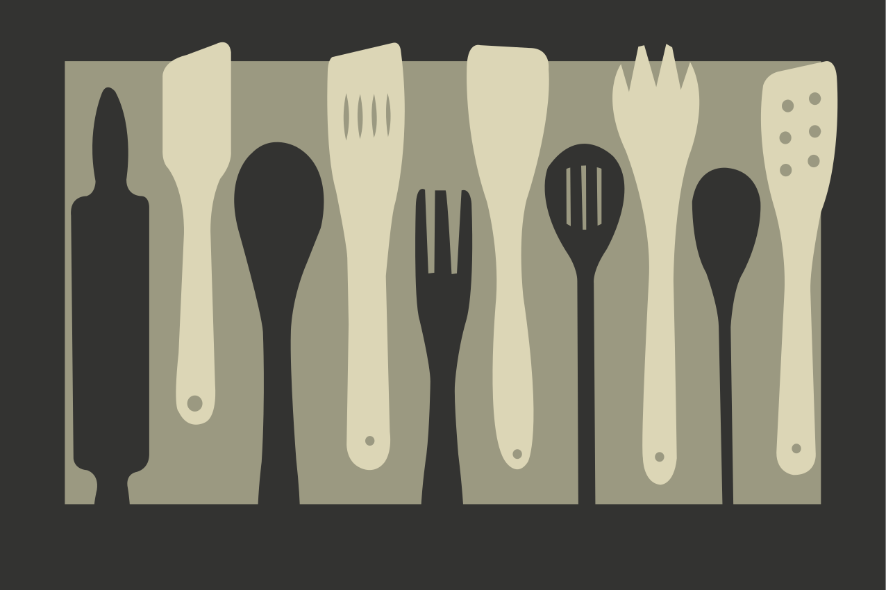 Tischsets originell mit silhouetten von kochutensilien - TenStickers