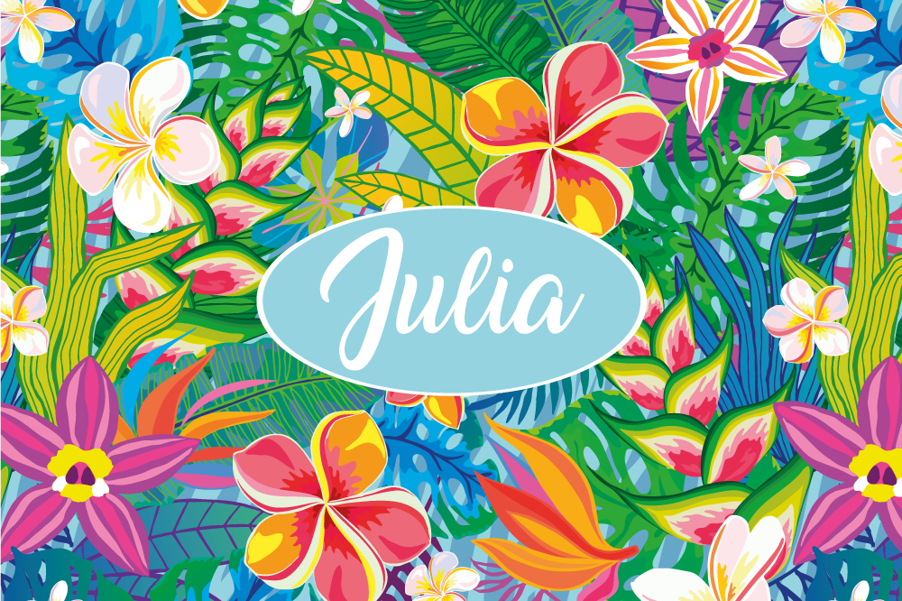 Tischset mit namen tropische blumen personalisiert - TenStickers