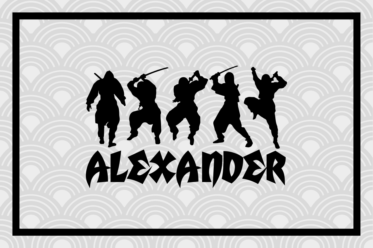 Tischset mit namen ninja-krieger silhouetten - TenStickers