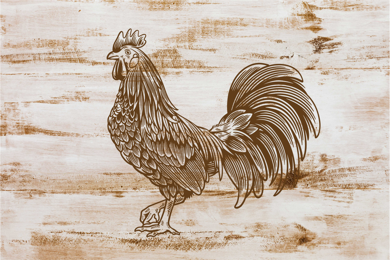 Tischset modern mit stilvoller hahn-illustration - TenStickers