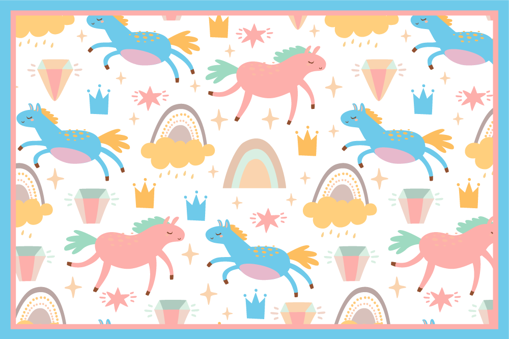 Tischset kinder mit bunten einhörnern - TenStickers