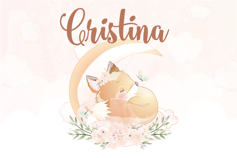 Tischset mit namen süße fuchs-illustration - TenStickers