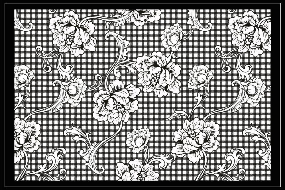 Tischset elegant mit schwarzem blumenmuster - TenStickers