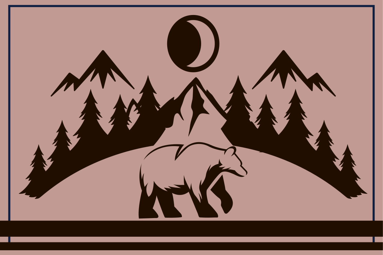 Tischset mit namen bär silhouette szene - TenStickers