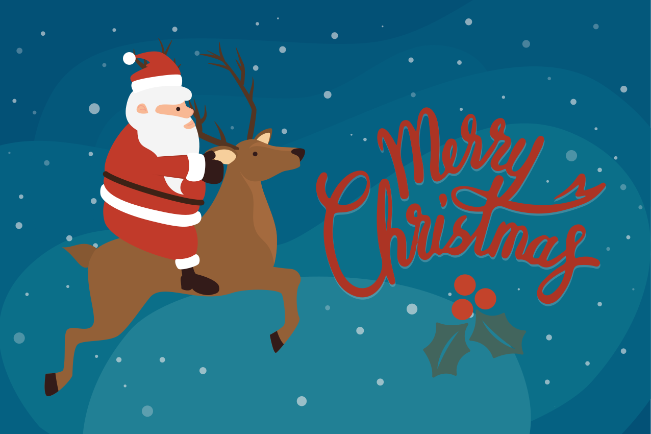 Tischset weihnachten santa auf dem rentier - TenStickers