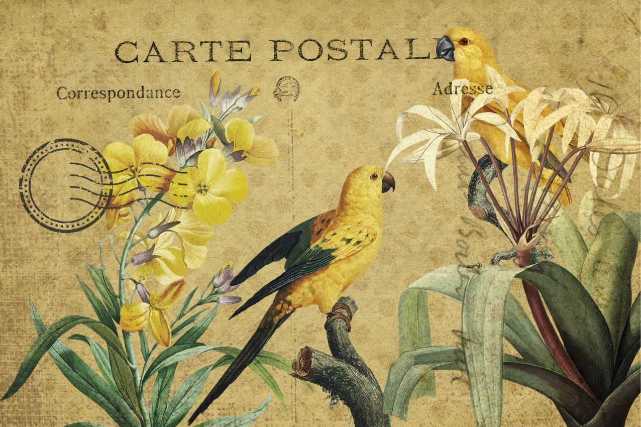 Tischsets originell im vintage floral postkartenstil - TenStickers