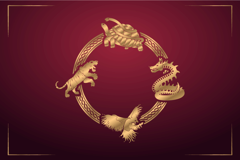 Tischsets originell mit goldenen tieremblemen - TenStickers