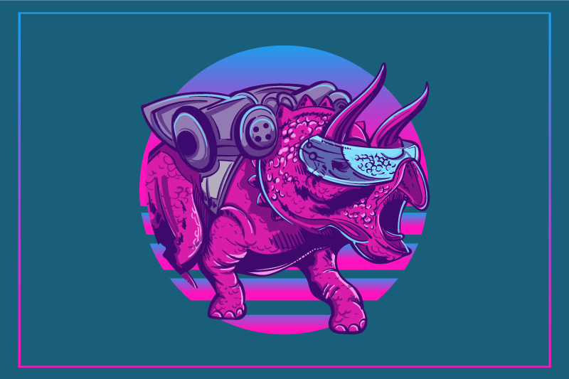 Tischsets originell mit stilisiertem rhinosaurier charakter - TenStickers