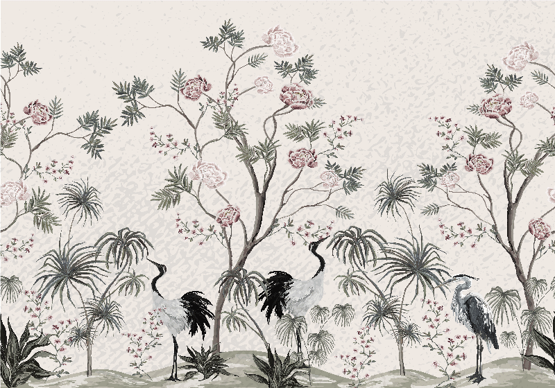 Tischset kinder kraniche unter blüten - TenStickers