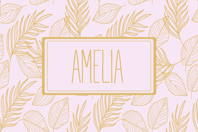 Tischset mit namen im personalisierten blattmuster - TenStickers