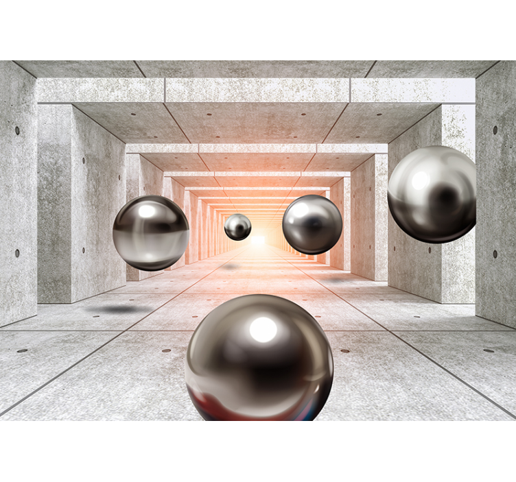 Fototapete 3D illusion schwebender kugeln - TenStickers