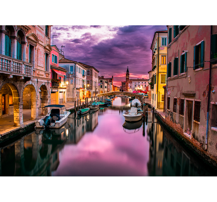 Fototapete Städte venezianischer kanal abenddämmerung - TenStickers
