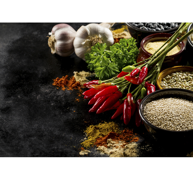3D Tapete Gewürze auf Schneidebrett - TenStickers