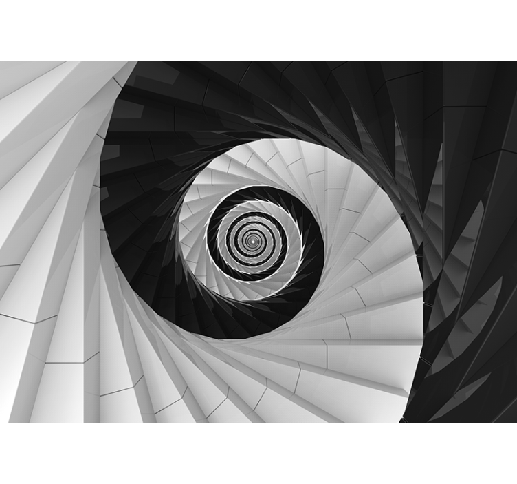 Wohnzimmer Fototapete 3D Schwarz-weiß-spirale - TenStickers