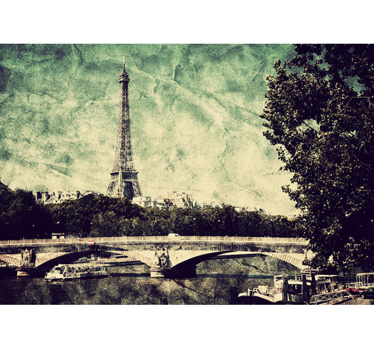 Fototapete Wohnzimmer Abbildung von paris - TenStickers