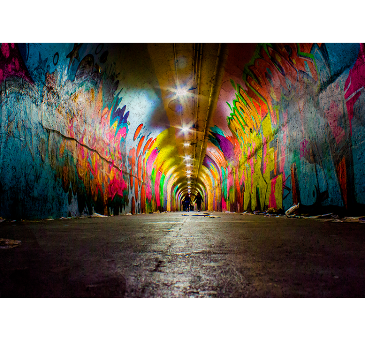 Fototapete graffiti lebendiger tunnel - TenStickers