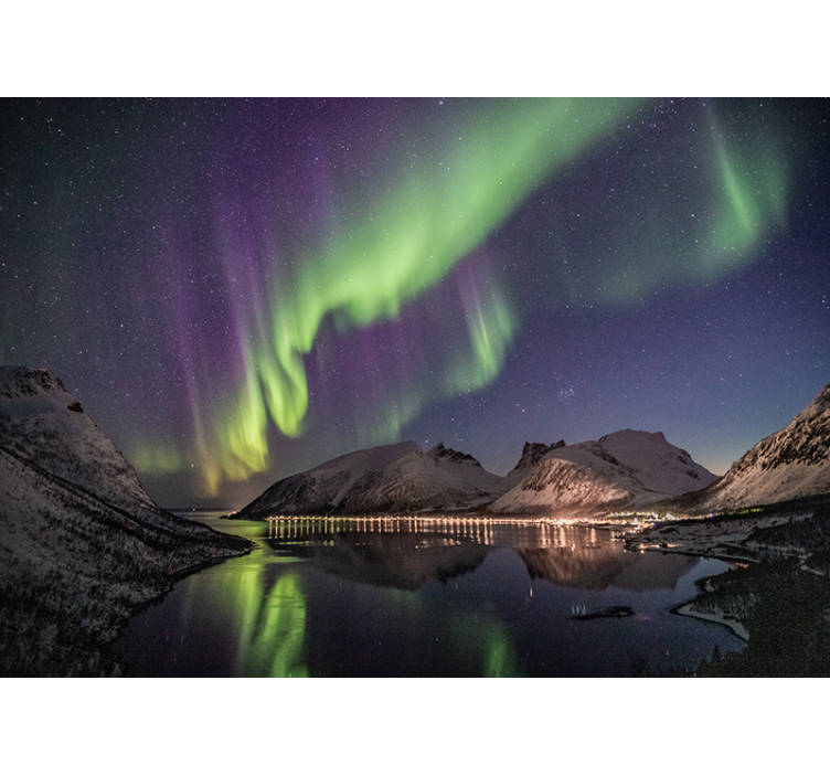 Fototapete himmel aurora borealis reflexion - TenStickers