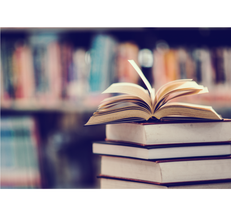 Fototapete kunst offenes bücherstapel - TenStickers