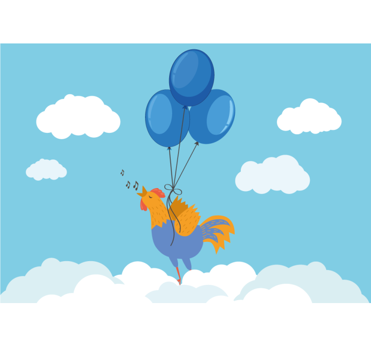 Fototapete kinderzimmer singende hahn ballons - TenStickers