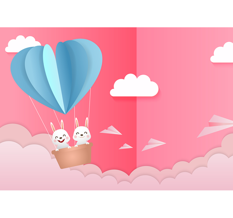 Fototapete liebe mit ballons und hasen - TenStickers
