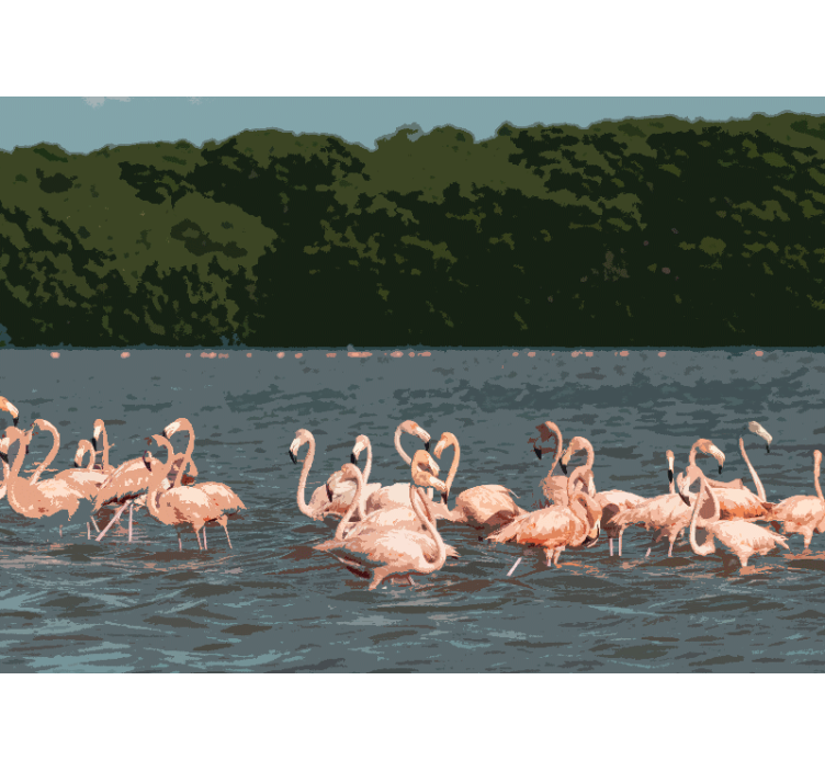 Fototapete tiere flamingo schwarm versammlung - TenStickers
