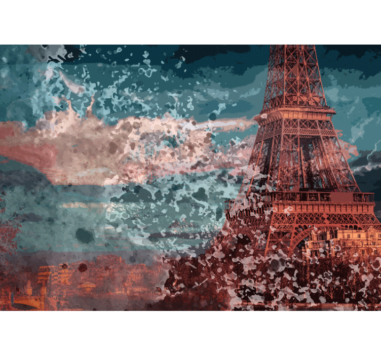 Fototapete paris skyline mit eiffelturm - TenStickers