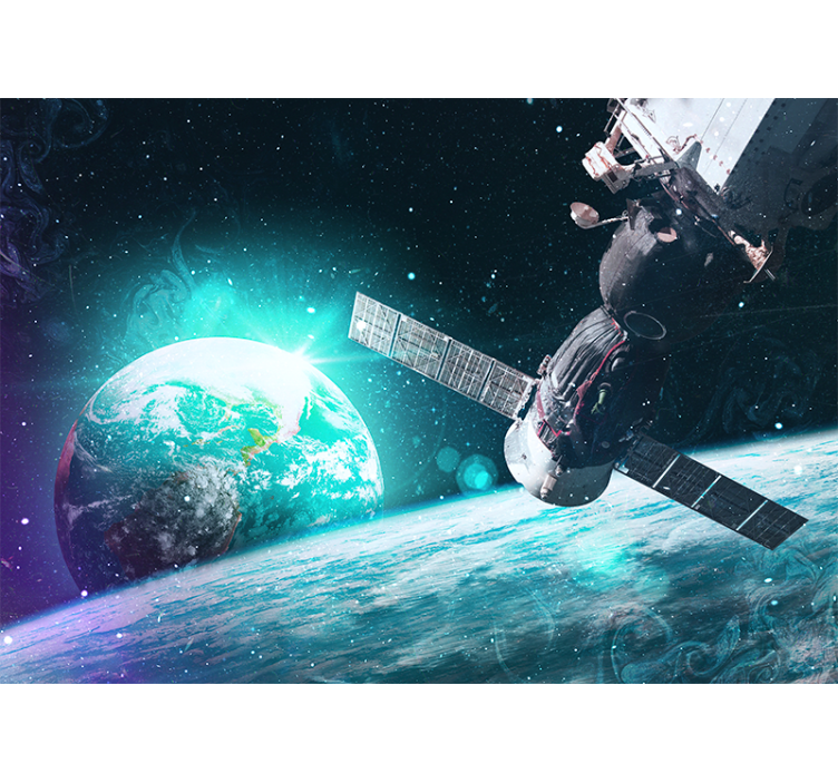 Fototapete weltraum raumschiff im erdorbit - TenStickers