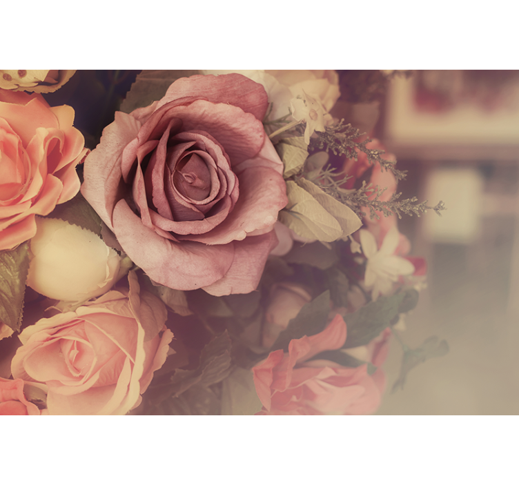 Fototapete Andere Blumen Rosen und disteln im vintage-stil - TenStickers