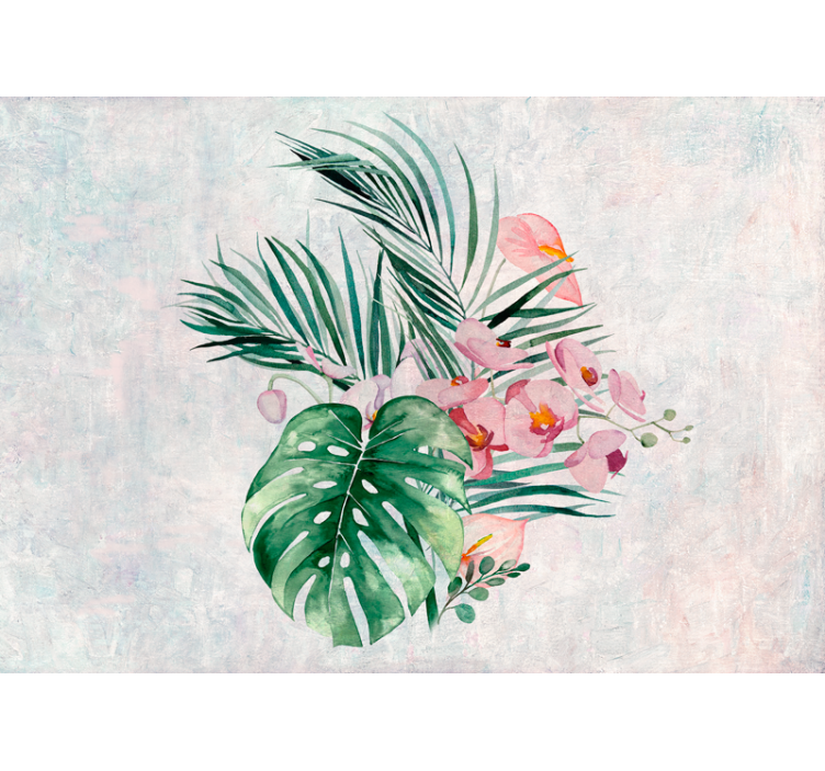 Fototapete Natur Aquarell monstera blätter Muster - TenStickers