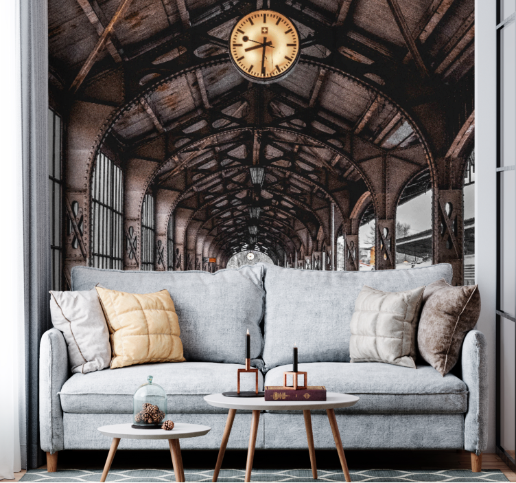 Fototapete 3D Klassisches 3d-portal mit uhr - TenStickers